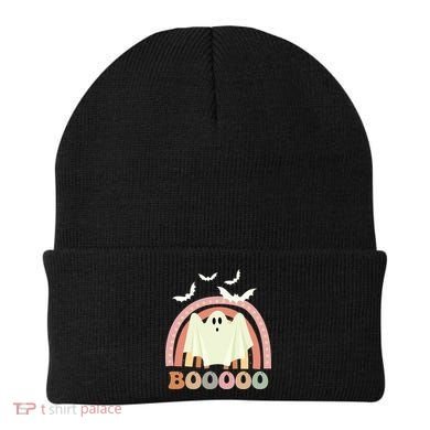Funny Halloween Cute Ghost Retro Rainbow Spooky Beanie