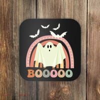 Funny Halloween Cute Ghost Retro Rainbow Spooky Coaster thumb 0