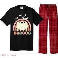 Funny Halloween Cute Ghost Retro Rainbow Spooky Pajama Set thumb 0