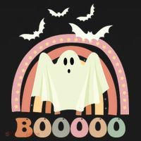 Funny Halloween Cute Ghost Retro Rainbow Spooky Pajama Set thumb 2