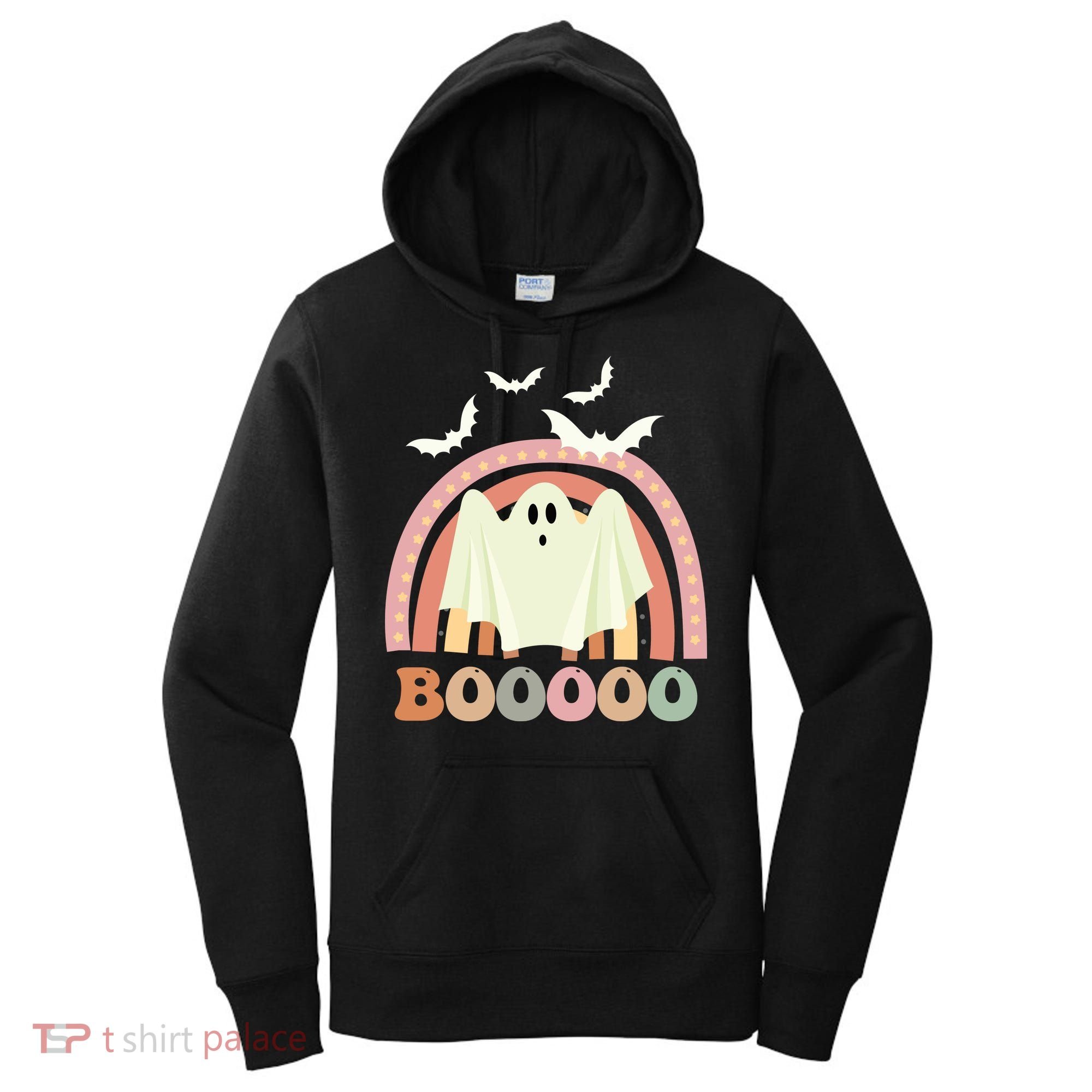 Funny Halloween Cute Ghost Retro Rainbow Spooky Women's Hoodie