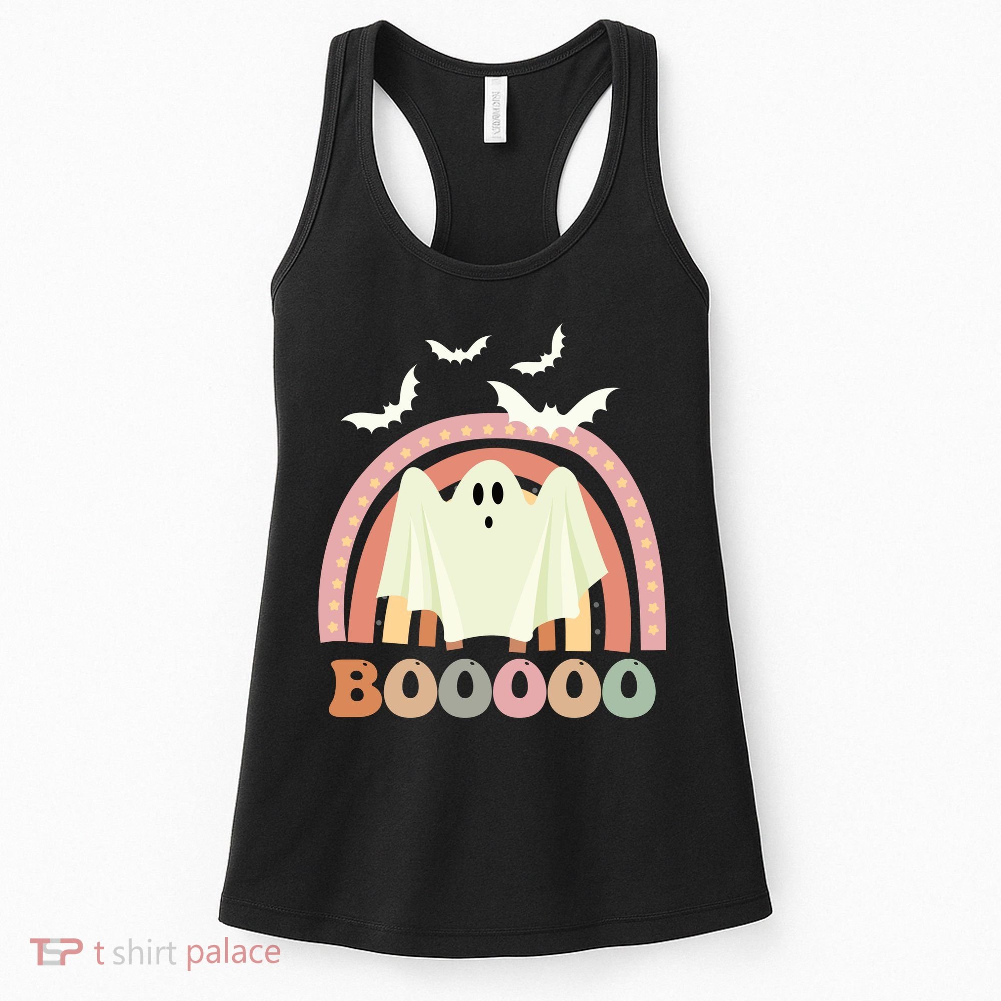 Funny Halloween Cute Ghost Retro Rainbow Spooky Women's Tank Top