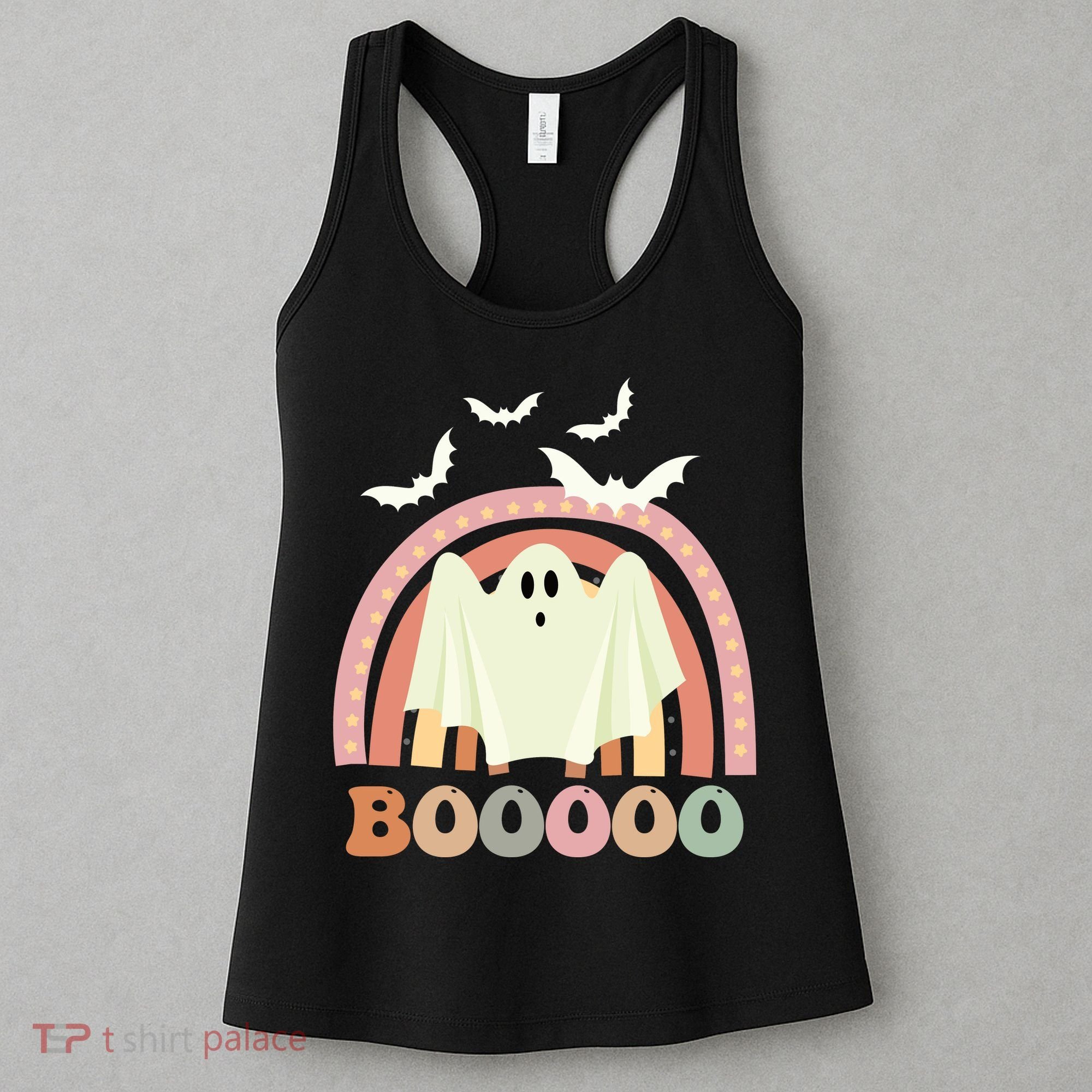 Funny Halloween Cute Ghost Retro Rainbow Spooky Women's Tank Top