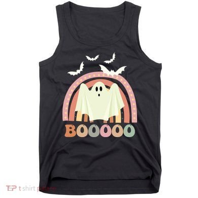 Funny Halloween Cute Ghost Retro Rainbow Spooky Tank Top