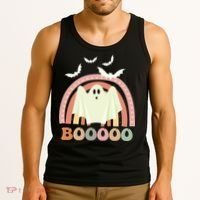 Funny Halloween Cute Ghost Retro Rainbow Spooky Tank Top thumb 3
