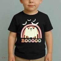 Funny Halloween Cute Ghost Retro Rainbow Spooky Toddler T-Shirt thumb 2