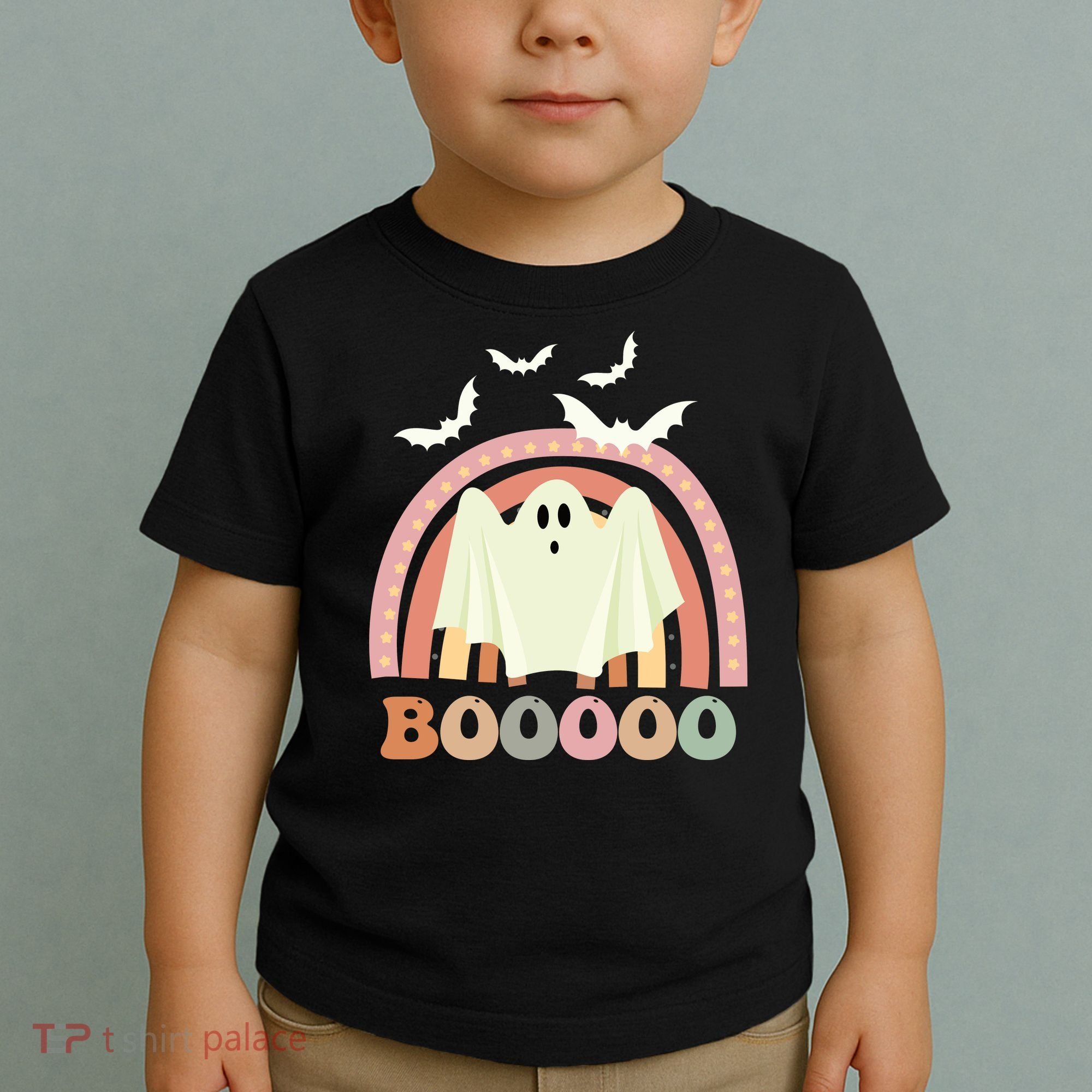 Funny Halloween Cute Ghost Retro Rainbow Spooky Toddler T-Shirt