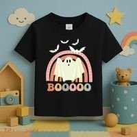 Funny Halloween Cute Ghost Retro Rainbow Spooky Toddler T-Shirt thumb 3