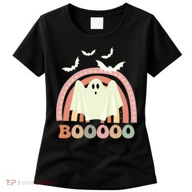 Funny Halloween Cute Ghost Retro Rainbow Spooky Women's T-Shirt
