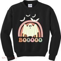 Funny Halloween Cute Ghost Retro Rainbow Spooky Kids Sweatshirt thumb 0