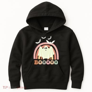Funny Halloween Cute Ghost Retro Rainbow Spooky Kids Hoodie
