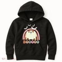 Funny Halloween Cute Ghost Retro Rainbow Spooky Kids Hoodie thumb 0