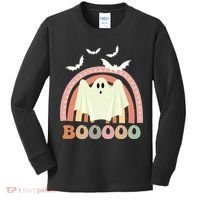 Funny Halloween Cute Ghost Retro Rainbow Spooky Kids Long Sleeve Shirt thumb 0