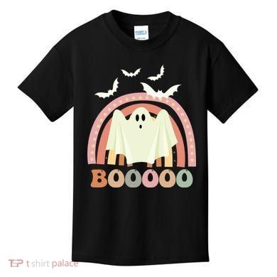 Funny Halloween Cute Ghost Retro Rainbow Spooky Kids T-Shirt