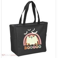 Funny Halloween Cute Ghost Retro Rainbow Spooky Tote Bag thumb 2