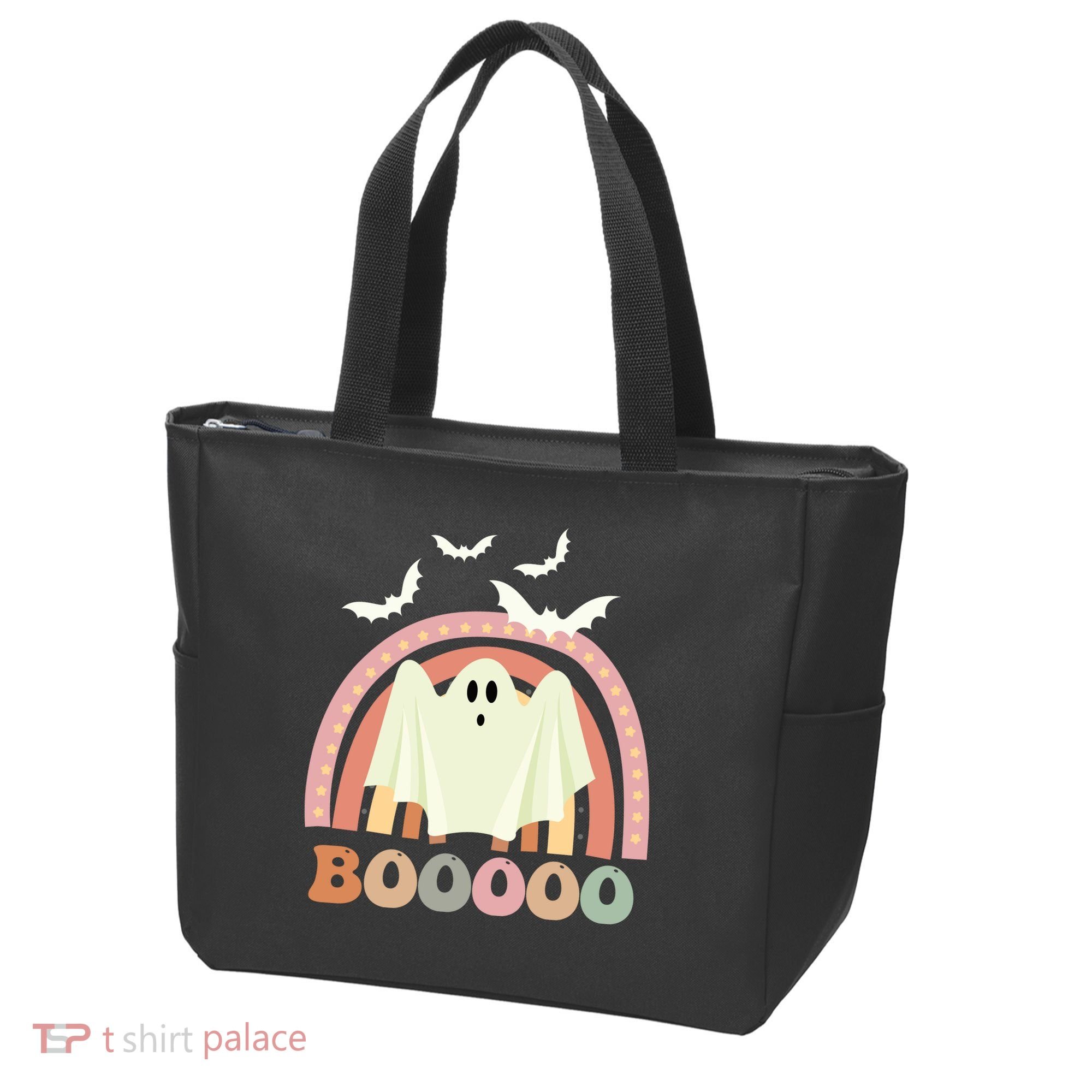 Funny Halloween Cute Ghost Retro Rainbow Spooky Tote Bag
