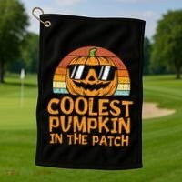 Funny Halloween Coolest Pumpkin In The Patch Cute Gift Golf Towel thumb 1