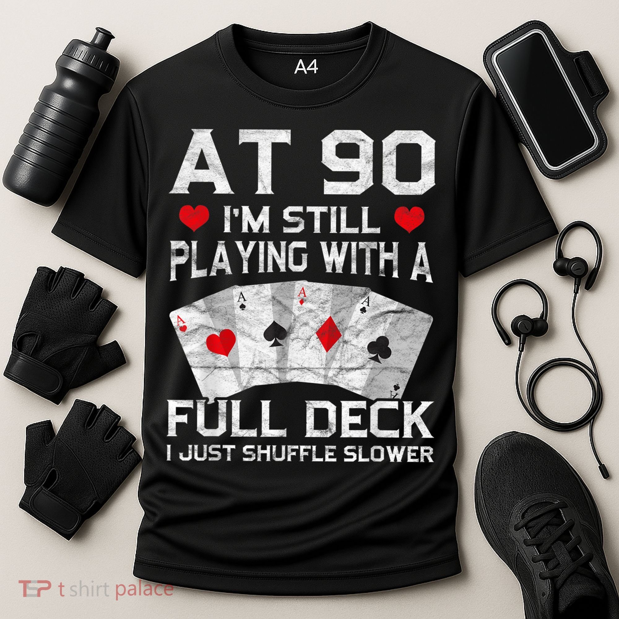 Full House Card Hand 90th Birthday 90 Year Old Cards Gift Cooling Performance Crew T-Shirt