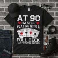Full House Card Hand 90th Birthday 90 Year Old Cards Gift Tall T-Shirt thumb 3