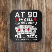 Full House Card Hand 90th Birthday 90 Year Old Cards Gift Coaster thumb 0