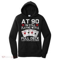 Full House Card Hand 90th Birthday 90 Year Old Cards Gift Women's Hoodie thumb 0