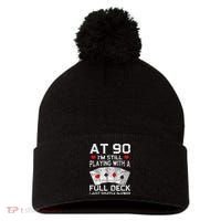 Full House Card Hand 90th Birthday 90 Year Old Cards Gift Pom Pom 12in Knit Beanie thumb 0