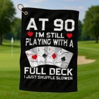 Full House Card Hand 90th Birthday 90 Year Old Cards Gift Golf Towel thumb 1