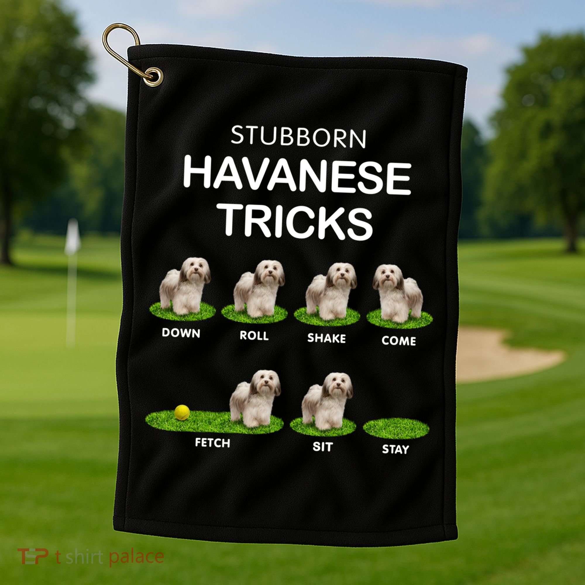 Funky Headed Dog Meaningful Gift Funny Havanese For Christmas Cool Gift Golf Towel
