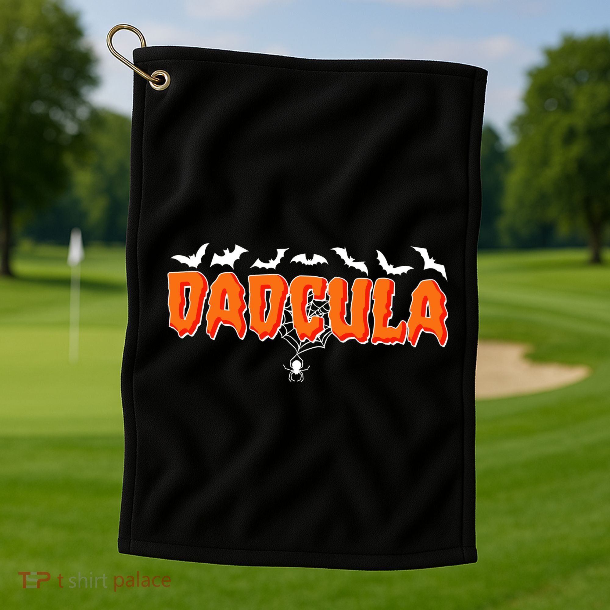 Funny Halloween Dadcula Dracula Golf Towel