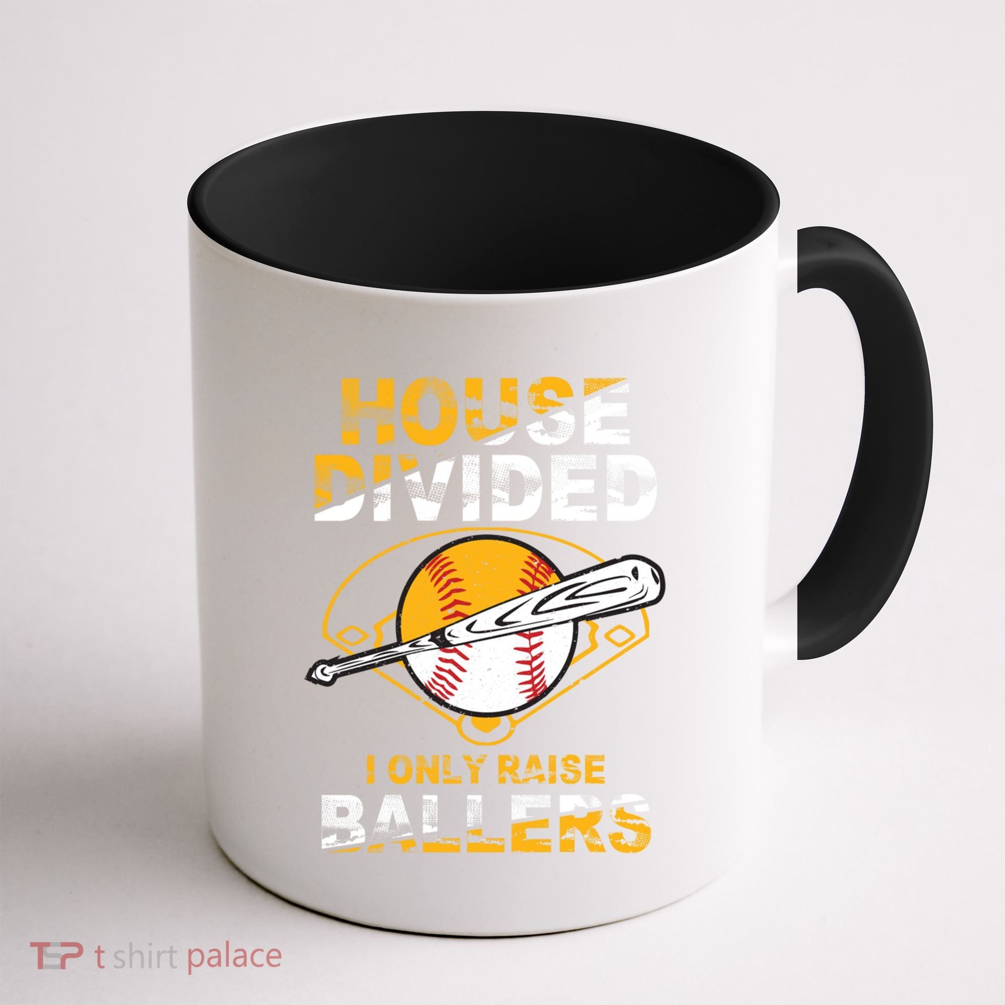 Funny House Divided I Only Raise Ballers Softball Baseball Gift Coffee Mug