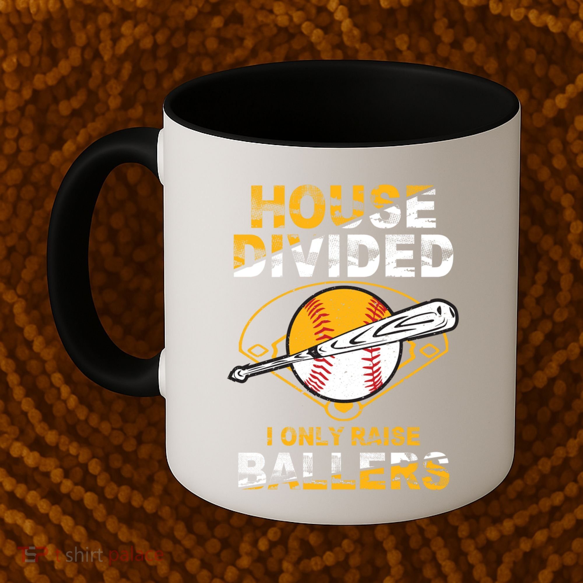 Funny House Divided I Only Raise Ballers Softball Baseball Gift Coffee Mug