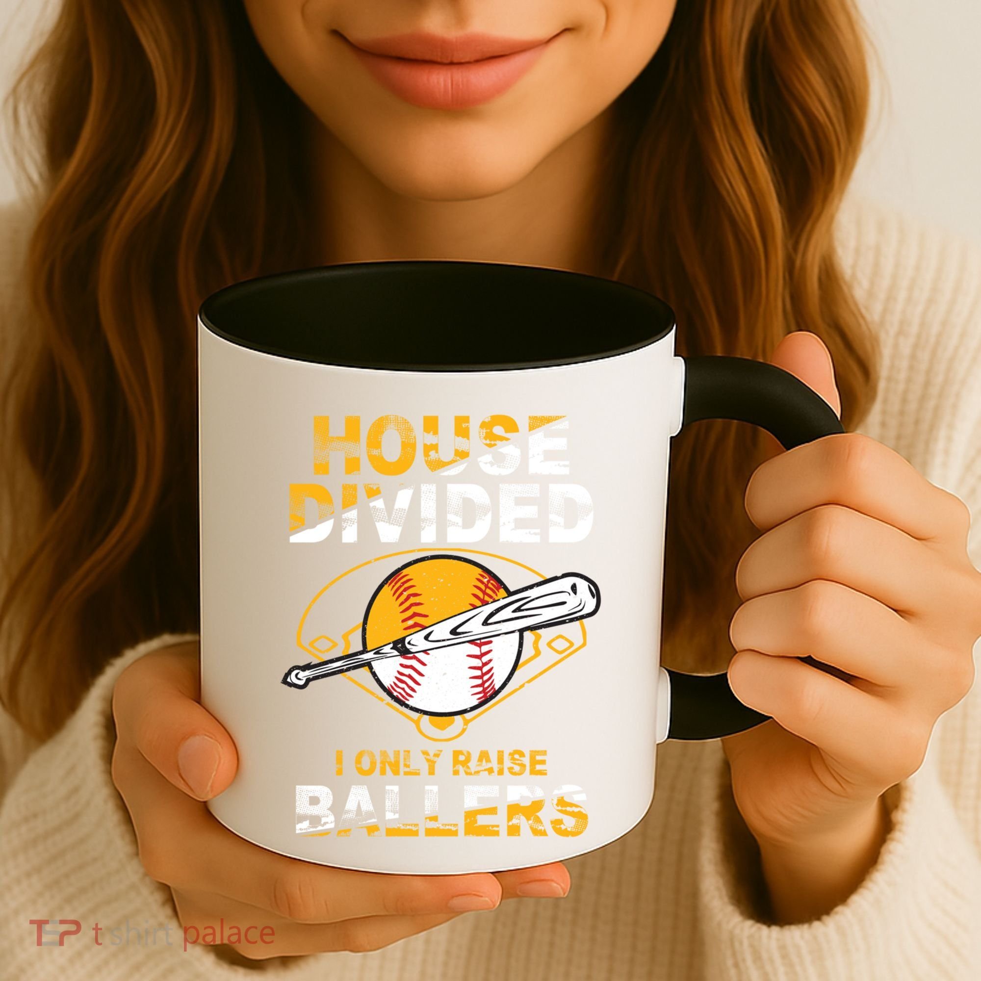 Funny House Divided I Only Raise Ballers Softball Baseball Gift Coffee Mug