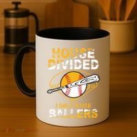 Funny House Divided I Only Raise Ballers Softball Baseball Gift Coffee Mug thumb 4