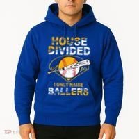 Funny House Divided I Only Raise Ballers Softball Baseball Gift Hoodie thumb 2