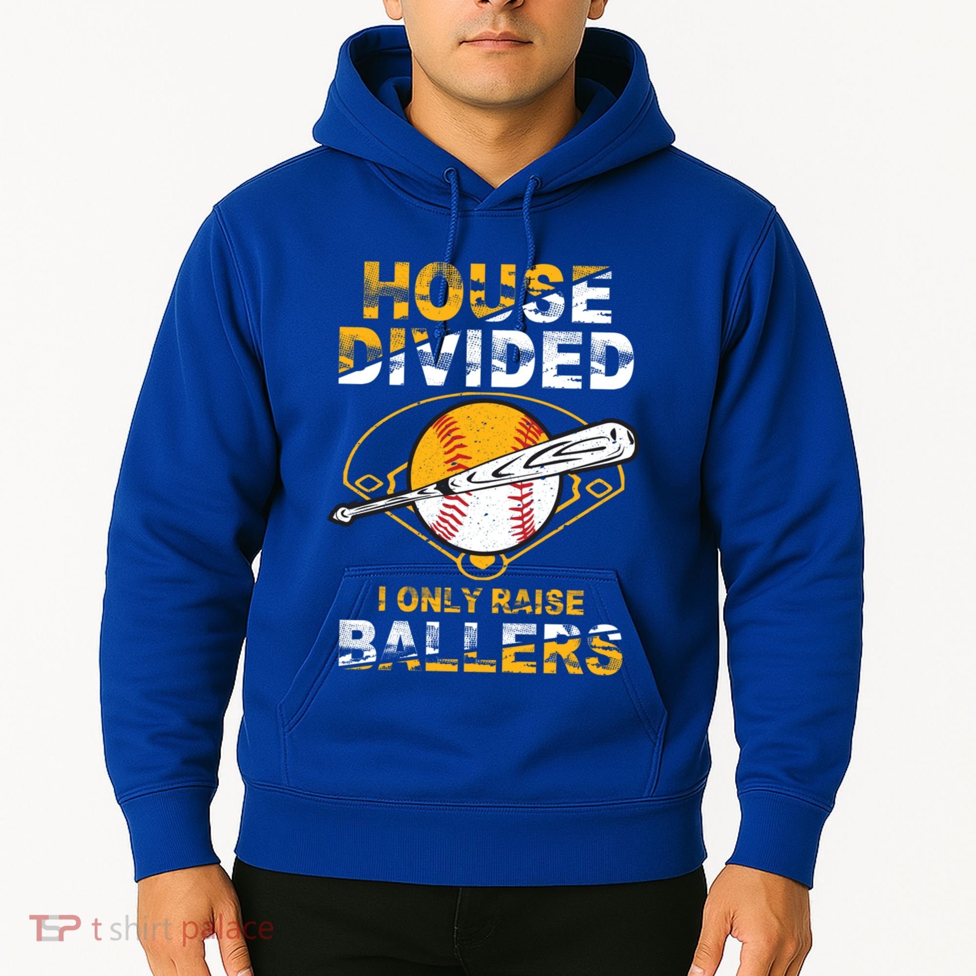 Funny House Divided I Only Raise Ballers Softball Baseball Gift Hoodie
