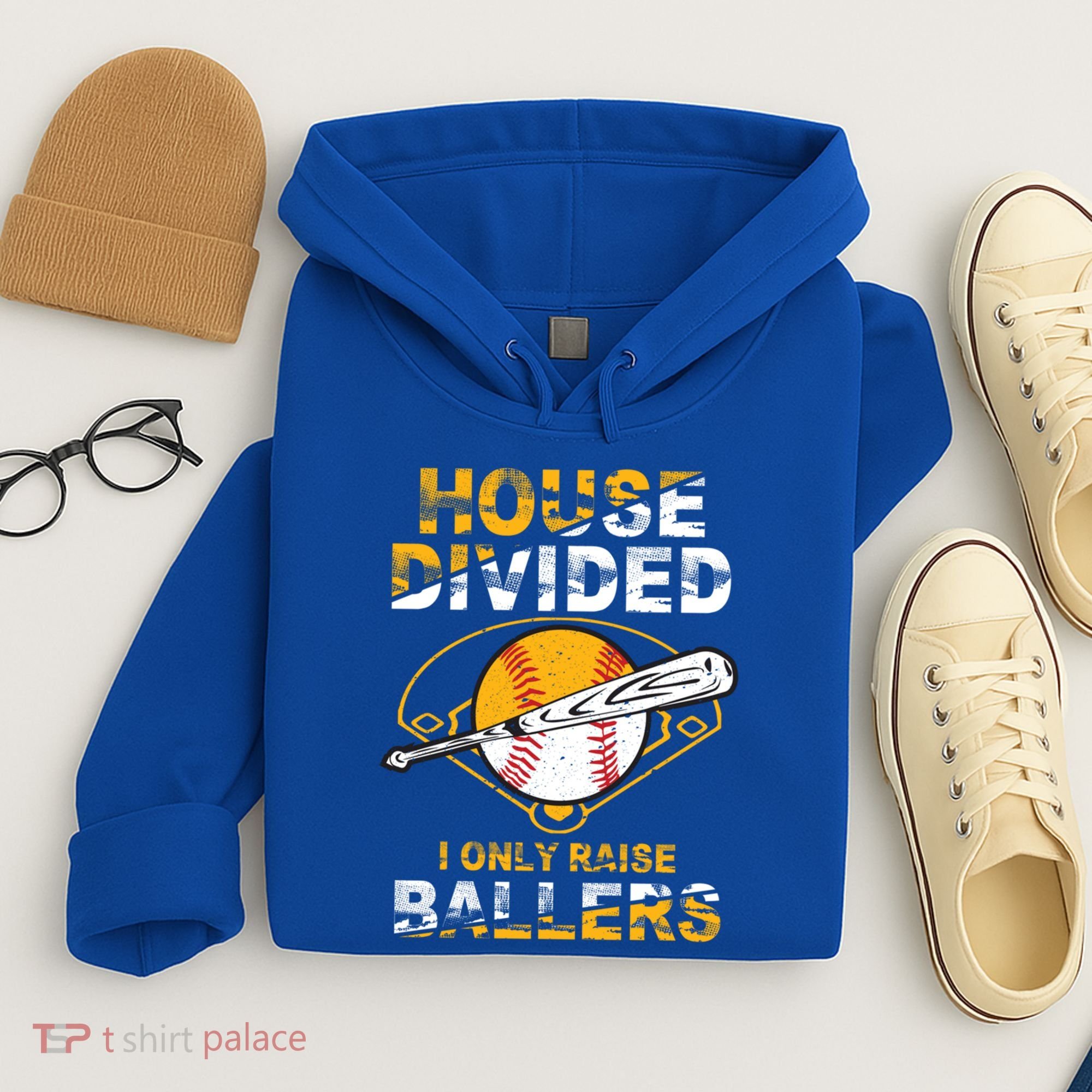 Funny House Divided I Only Raise Ballers Softball Baseball Gift Hoodie