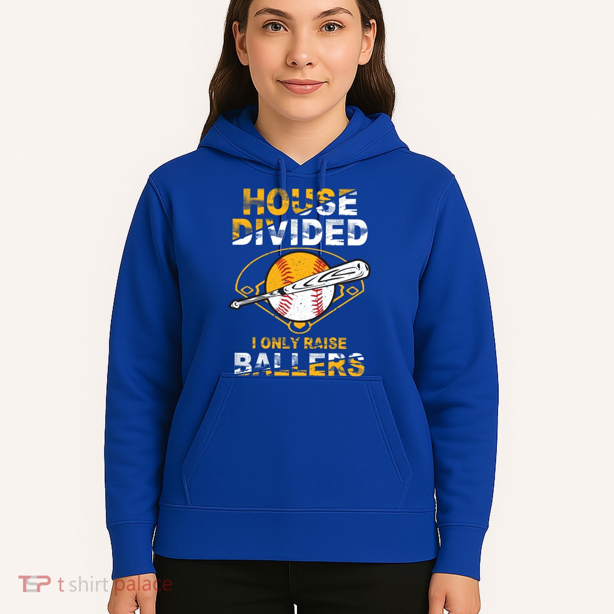 Funny House Divided I Only Raise Ballers Softball Baseball Gift Hoodie