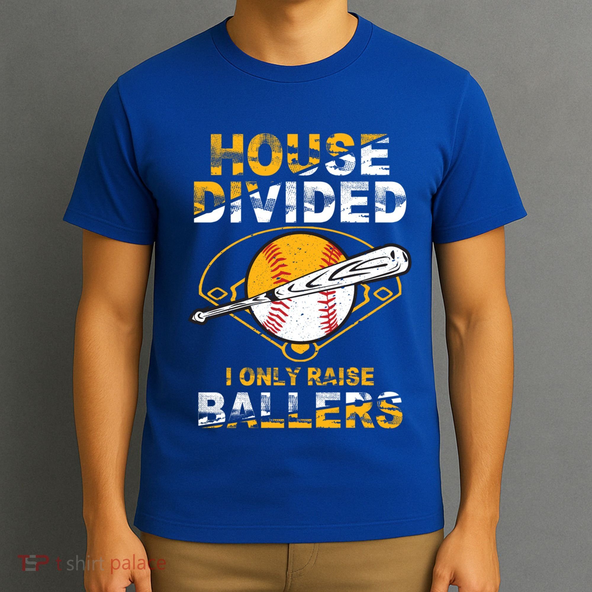 Funny House Divided I Only Raise Ballers Softball Baseball Gift T-Shirt