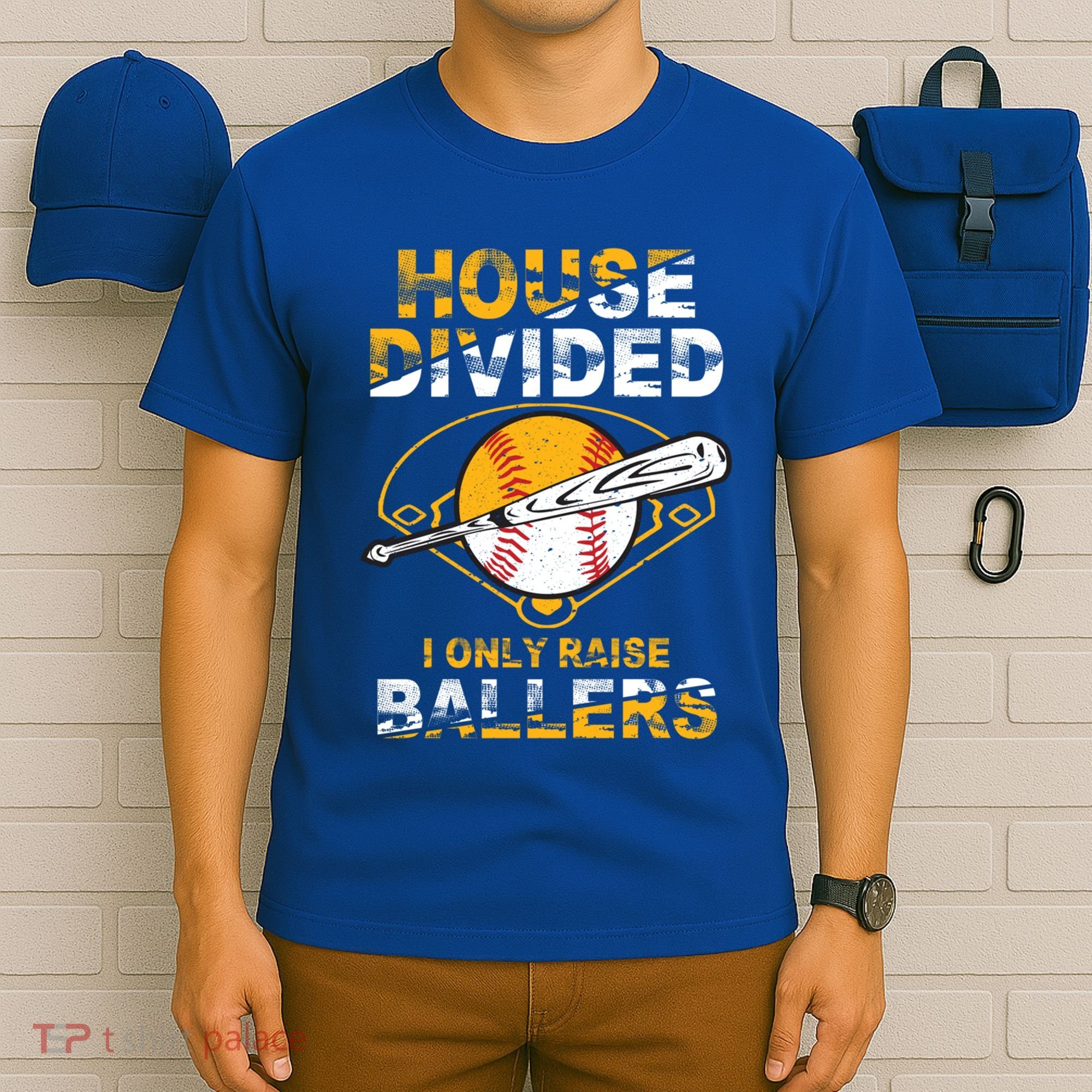 Funny House Divided I Only Raise Ballers Softball Baseball Gift T-Shirt