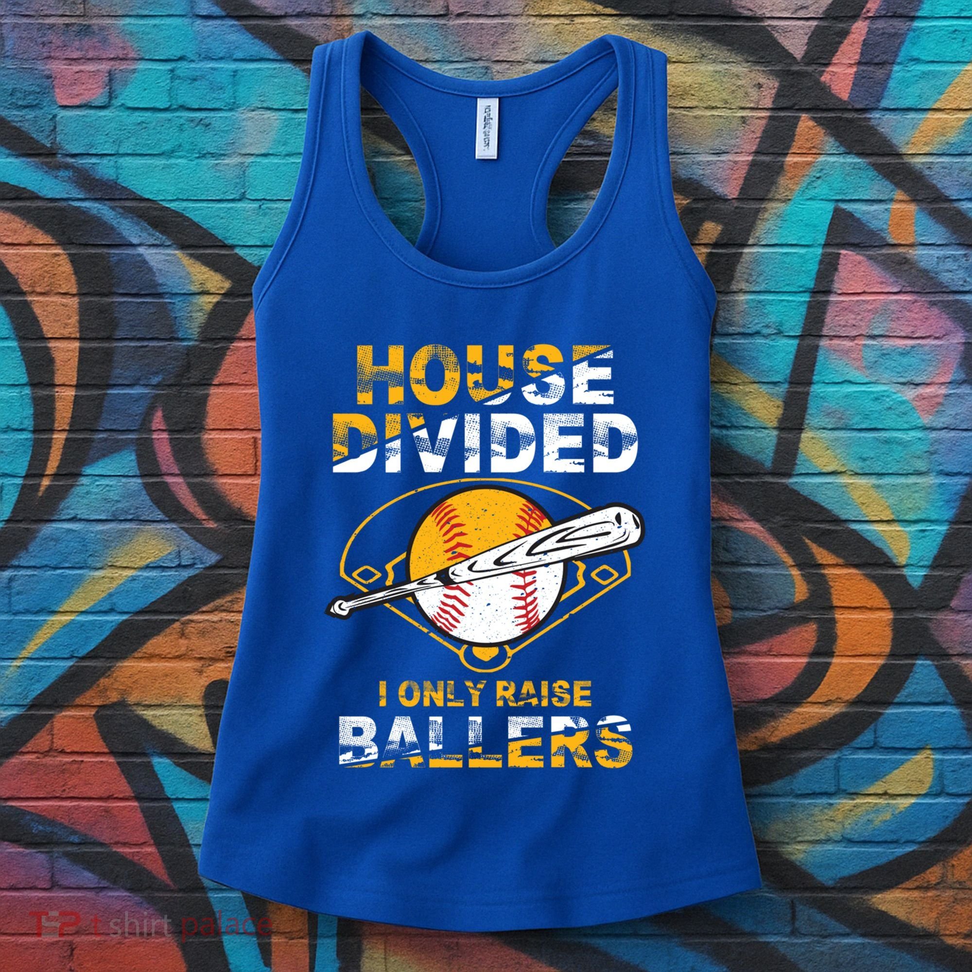 Funny House Divided I Only Raise Ballers Softball Baseball Gift Women's Tank Top