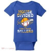 Funny House Divided I Only Raise Ballers Softball Baseball Gift Baby Bodysuit thumb 0