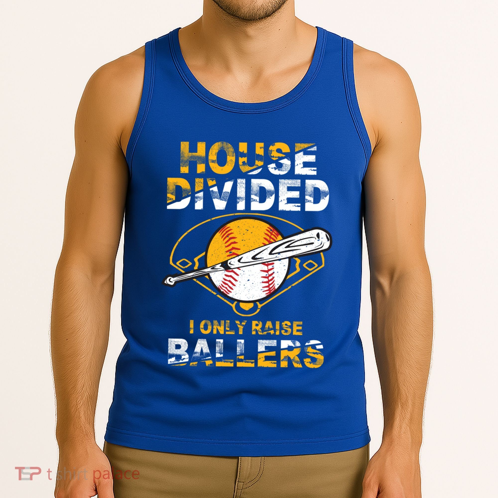 Funny House Divided I Only Raise Ballers Softball Baseball Gift Tank Top