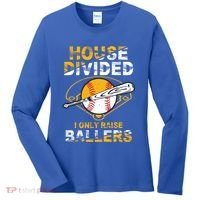 Funny House Divided I Only Raise Ballers Softball Baseball Gift Women's Long Sleeve Shirt thumb 0