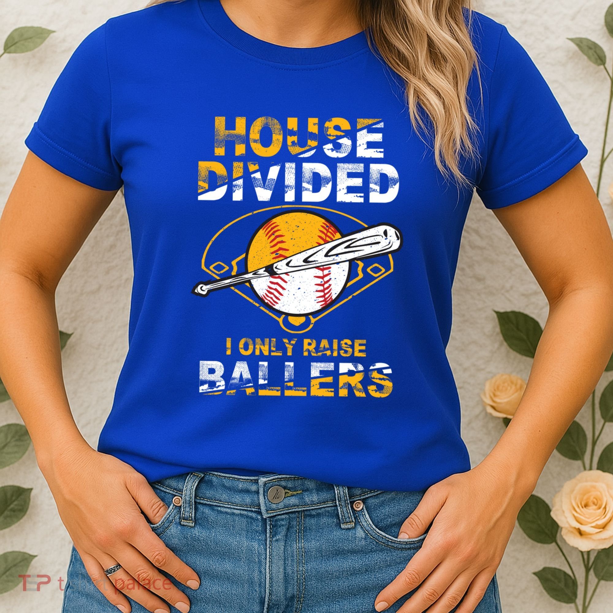 Funny House Divided I Only Raise Ballers Softball Baseball Gift Women's T-Shirt