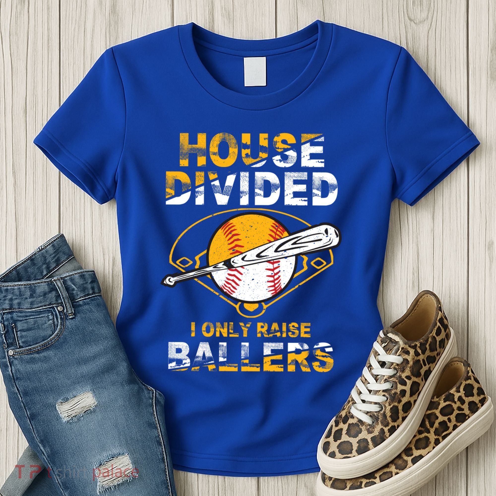 Funny House Divided I Only Raise Ballers Softball Baseball Gift Women's T-Shirt