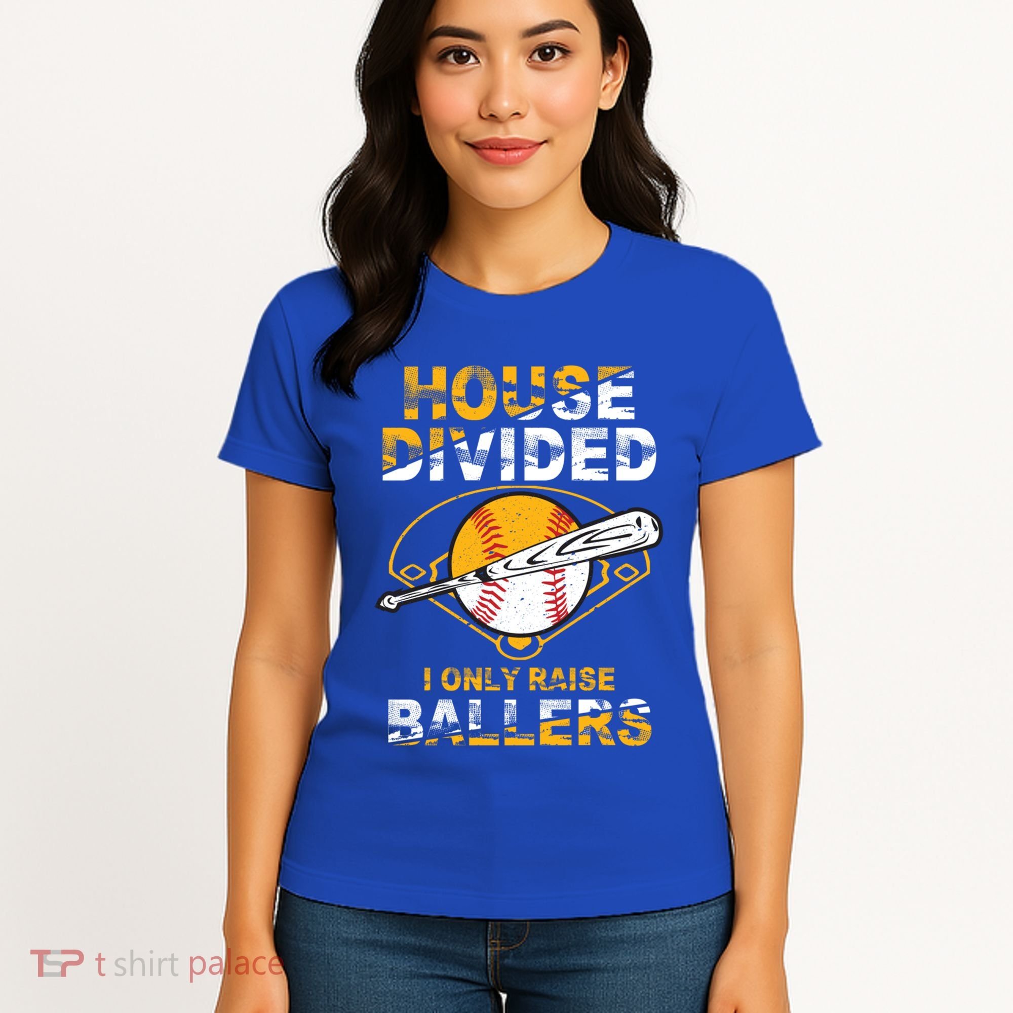 Funny House Divided I Only Raise Ballers Softball Baseball Gift Women's T-Shirt
