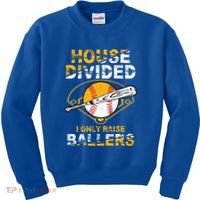 Funny House Divided I Only Raise Ballers Softball Baseball Gift Kids Sweatshirt thumb 0