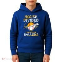 Funny House Divided I Only Raise Ballers Softball Baseball Gift Kids Hoodie thumb 4