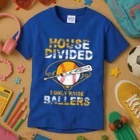 Funny House Divided I Only Raise Ballers Softball Baseball Gift Kids T-Shirt thumb 3