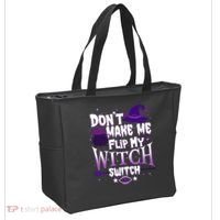 Funny Halloween Don't Make Me Flip My Witch Switch Tote Bag thumb 2
